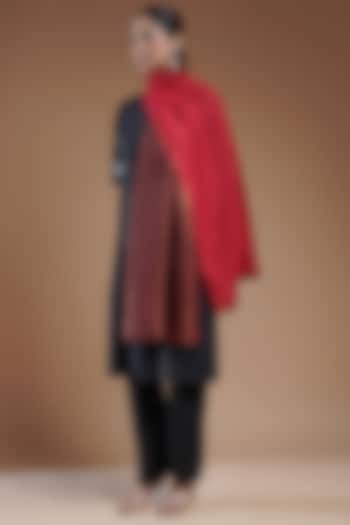 Red & Gold Fine Count Wool Stole by Shaza at Pernia's Pop Up Shop