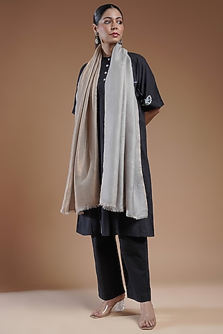 Powder Blue Fine Count Wool Stole by Shaza