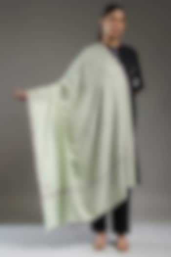 Sea Green Handloom Pashmina Embroidered Shawl by Shaza at Pernia's Pop Up Shop