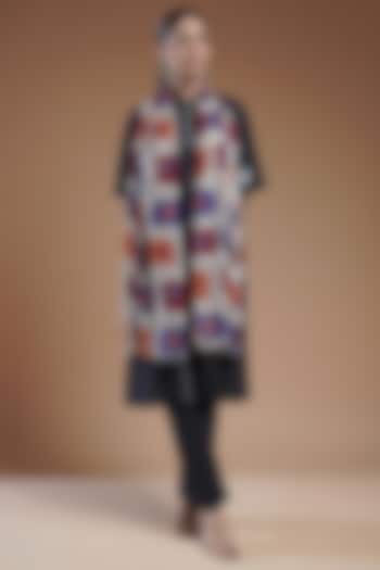 Multi-Colored Wool Blend Abstract Printed Stole by Shaza at Pernia's Pop Up Shop