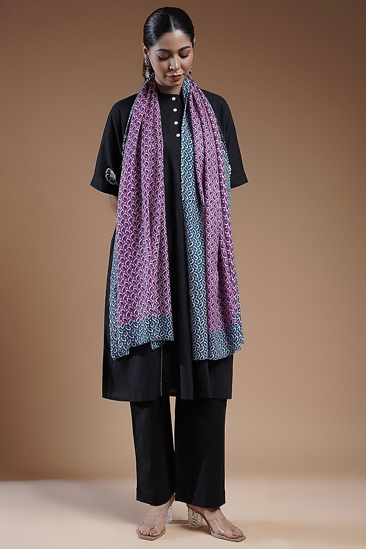 Multi-Colored Wool Blend Abstract Printed Stole by Shaza at Pernia's Pop Up Shop