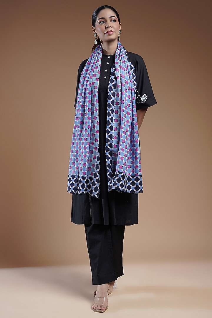 Multi-Colored Wool Blend Abstract Printed Stole by Shaza at Pernia's Pop Up Shop