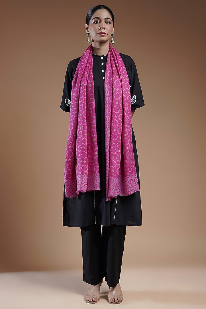 Multi-Colored Wool Blend Abstract Printed Stole by Shaza at Pernia's Pop Up Shop