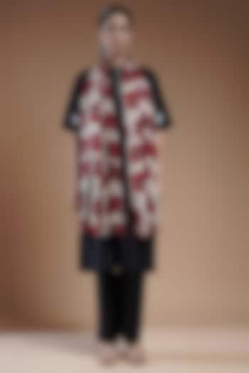 Multi-Colored Wool Blend Abstract Printed Stole by Shaza at Pernia's Pop Up Shop