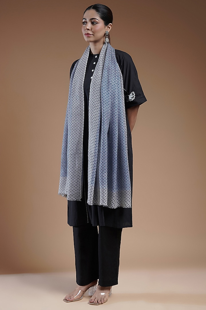 Multi-Colored Wool Blend Abstract Printed Stole by Shaza at Pernia's Pop Up Shop