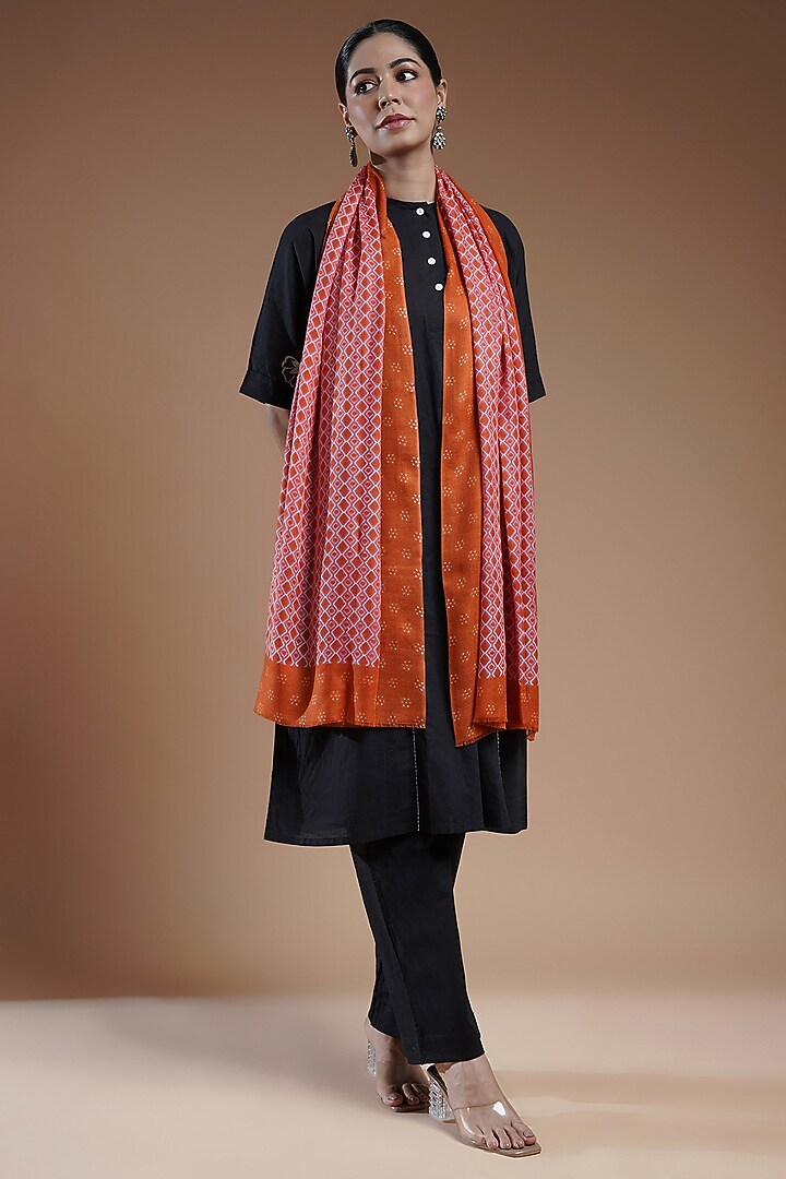 Multi-Colored Wool Blend Abstract Printed Stole by Shaza at Pernia's Pop Up Shop