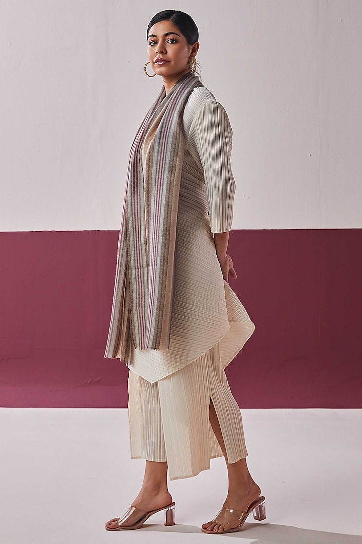 Light Grey Handloom Pashmina Stole by Shaza