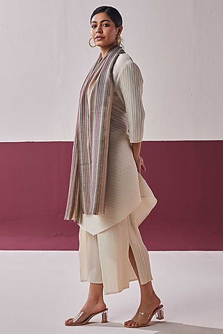 Light Grey Handloom Pashmina Stole by Shaza