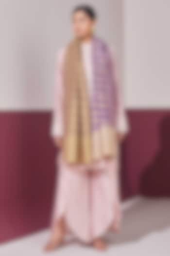 Purple-Gold Reversible Handloom Pashmina Self-Weaved Stole by Shaza