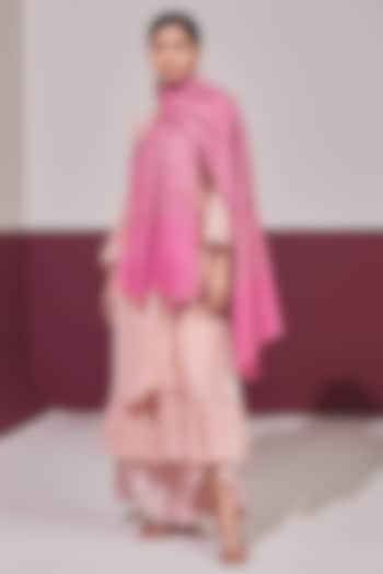 Pink Handloom Pashmina Self Weave Ikat Printed Shawl by Shaza