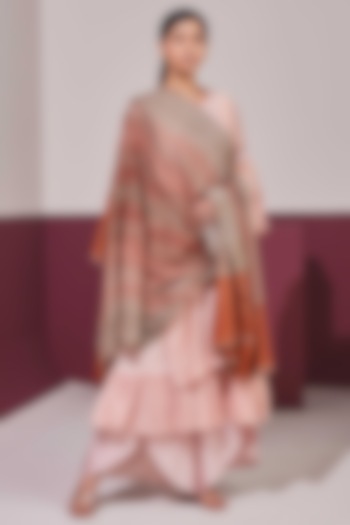 Multi-Colored Handloom Pashmina Self Weave Ikat Printed Shawl by Shaza