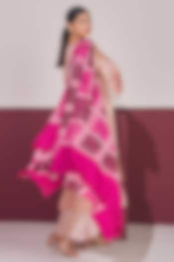 Rani Pink Handloom Pashmina Self Weaved Ikat Shawl by Shaza