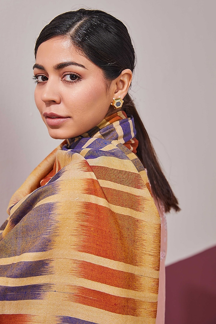 Multi-Colored Handloom Pashmina Self Weaved Ikat Shawl by Shaza at Pernia's Pop Up Shop