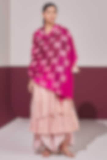 Magenta & Violet Handloom Pashmina Self Weaved Ikat Shawl by Shaza