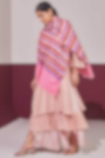 Pink Handloom Pashmina Woven Shawl by Shaza