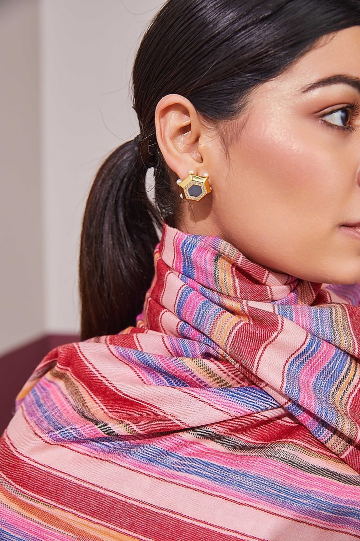 Pink Handloom Pashmina Woven Shawl by Shaza at Pernia's Pop Up Shop