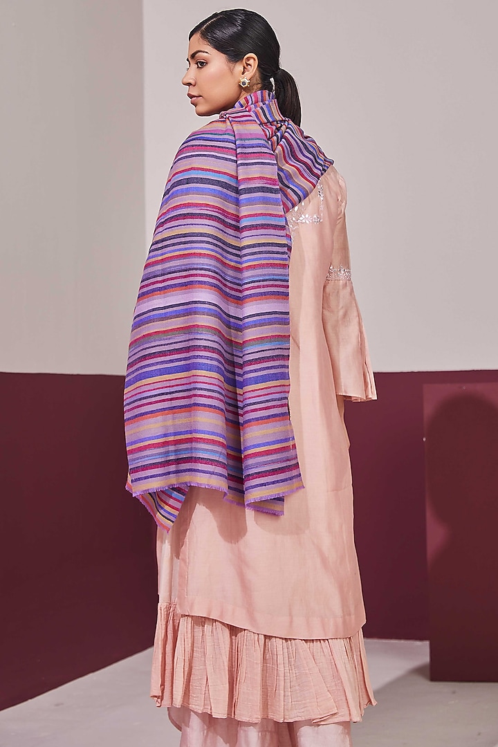 Purple Handloom Pashmina Woven Shawl by Shaza