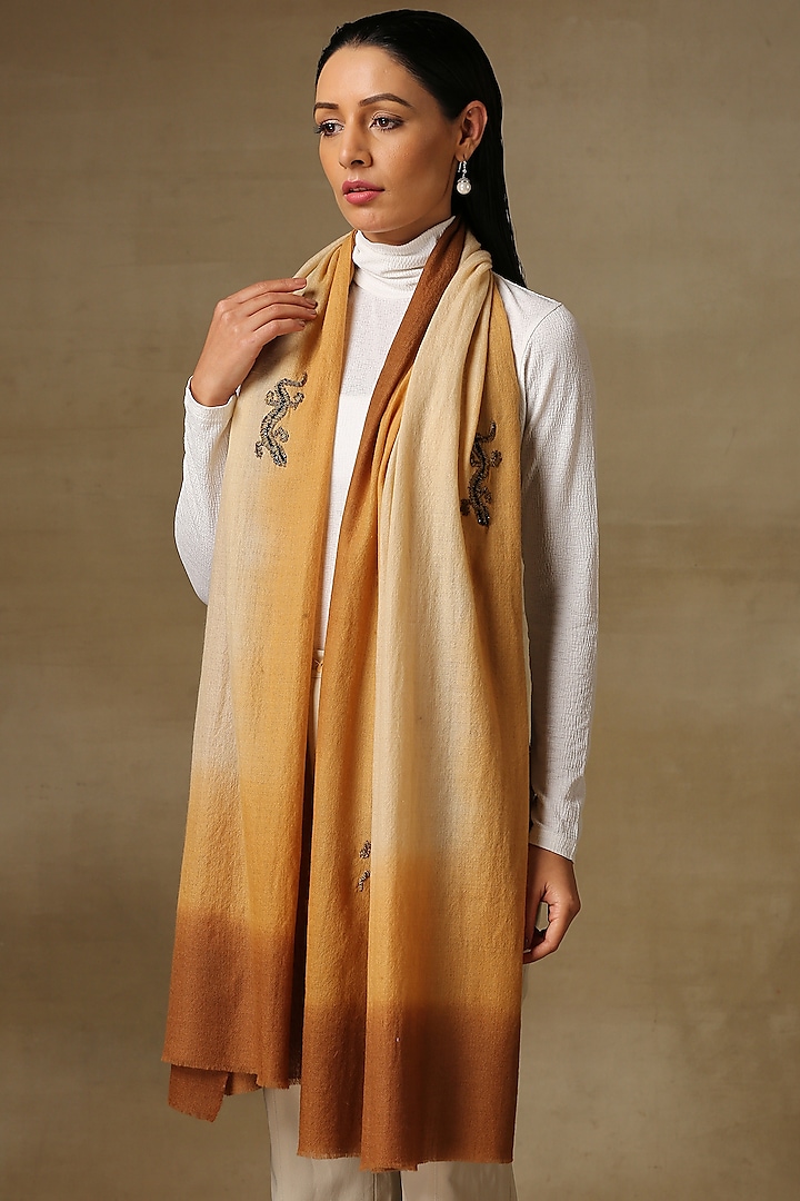 Soil Handloom Pashmina Embellished Ombre Stole by Shaza