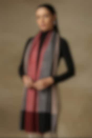 Red & Black Cashmere Blend Color Blocked Stole by Shaza