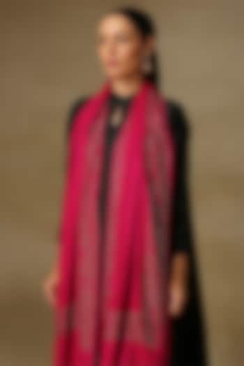 Magenta Soft Cashmere Wool Hand Embellished Stole by Shaza