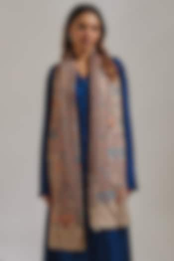 Toosh Wool Silk Blend Embroidered Stole by Shaza at Pernia's Pop Up Shop