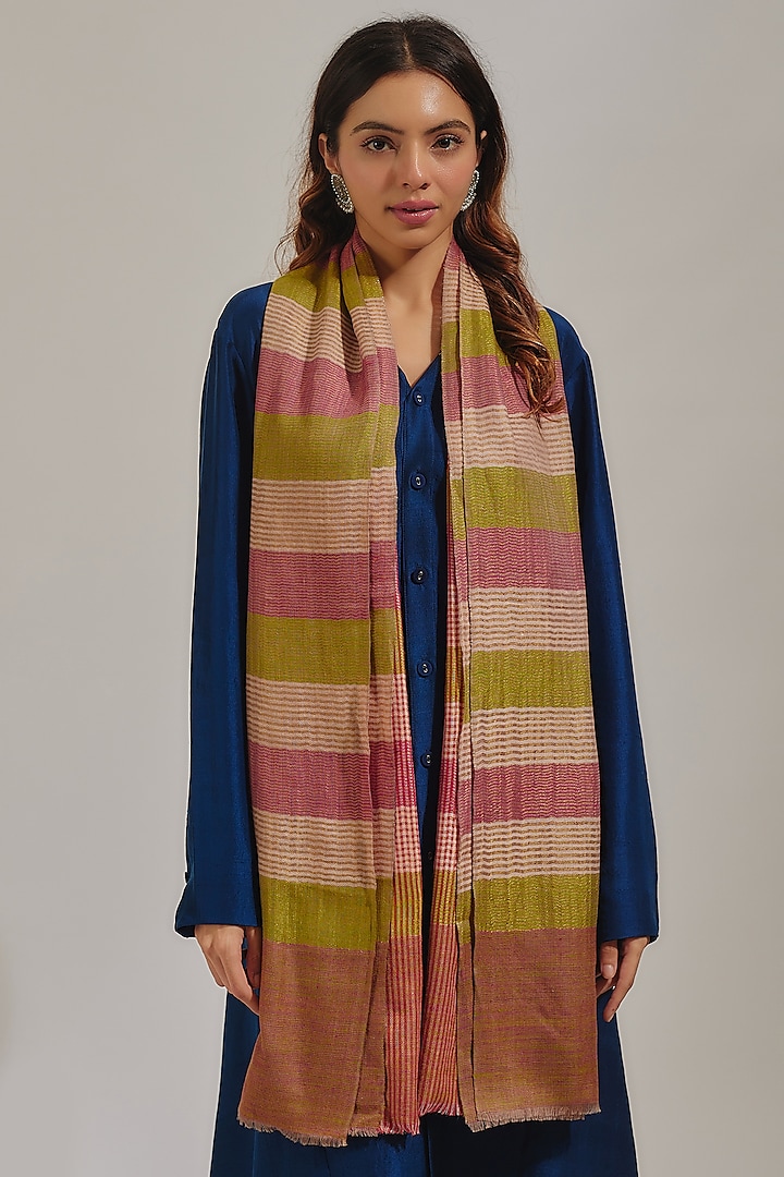 Brown Handloom Pashmina Reverse Stole by Shaza at Pernia's Pop Up Shop