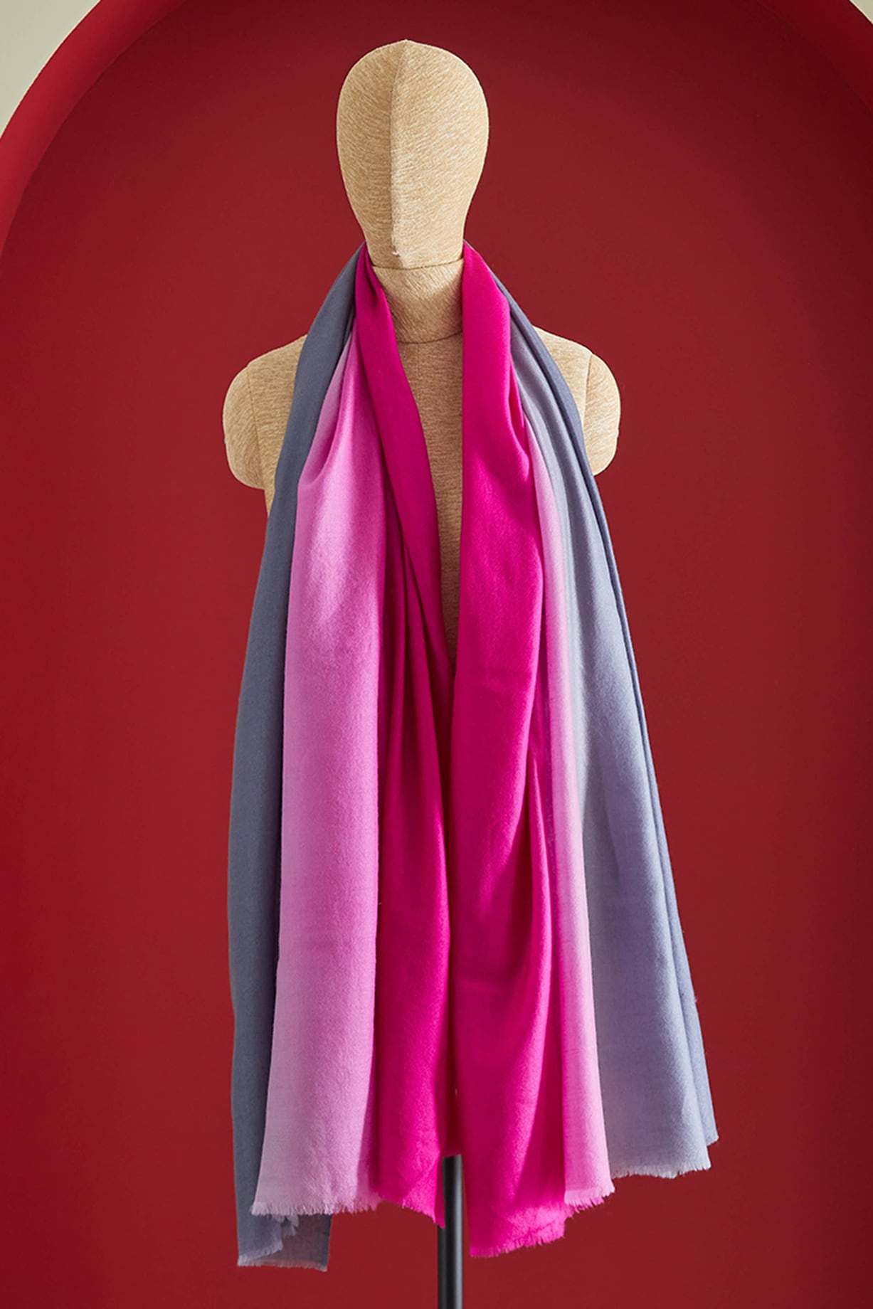 Grey Pink Pashmina Ombre-Dyed Shawl by Shaza at Pernia's Pop Up