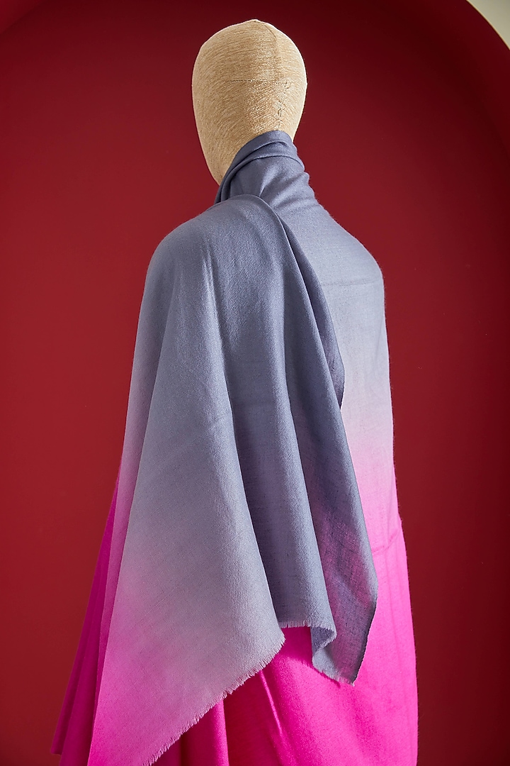 Grey Pink Pashmina Ombre-Dyed Shawl by Shaza at Pernia's Pop Up Shop