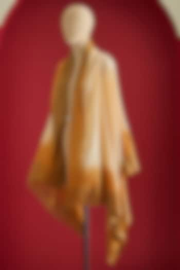 Beige & Golden Brown Pashmina Ombre-Dyed Shawl by Shaza at Pernia's Pop Up Shop