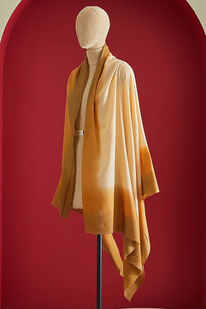 Beige & Golden Brown Pashmina Ombre-Dyed Shawl by Shaza at Pernia's Pop Up Shop