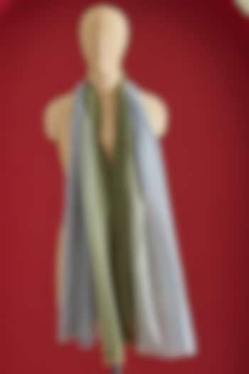 Silver & Pista Green Fine Cashmere Ombre-Dyed Stole by Shaza at Pernia's Pop Up Shop