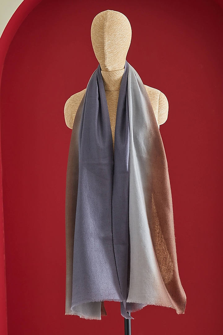 Brown & Grey Fine Cashmere Ombre-Dyed Stole by Shaza at Pernia's Pop Up Shop