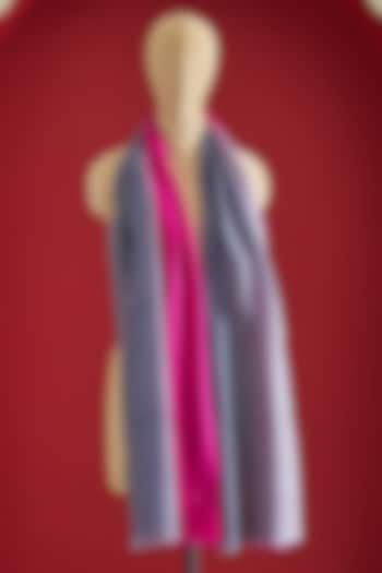 Grey & Pink Fine Cashmere Ombre-Dyed Stole by Shaza at Pernia's Pop Up Shop