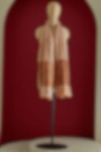 Peachy Beige & Brown Wool Silk Kani Stole by Shaza at Pernia's Pop Up Shop