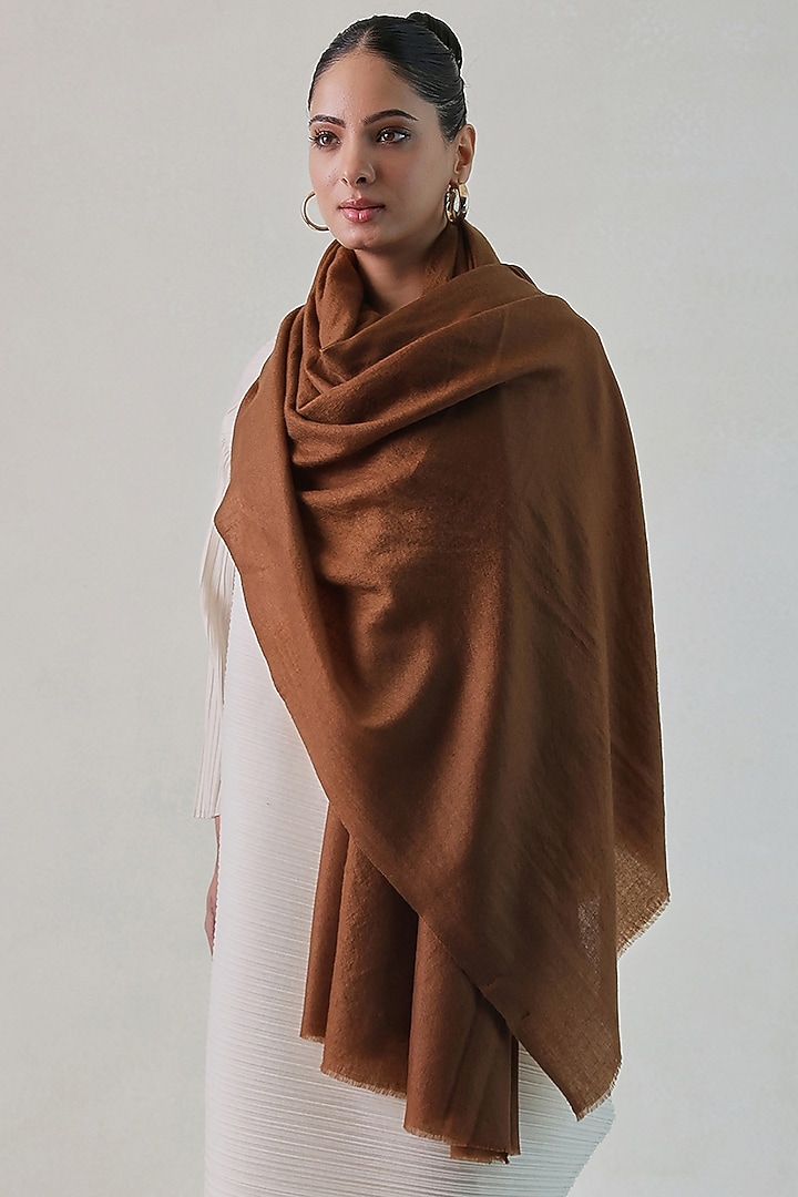 Brown Cashmere Shawl by Shaza at Pernia's Pop Up Shop