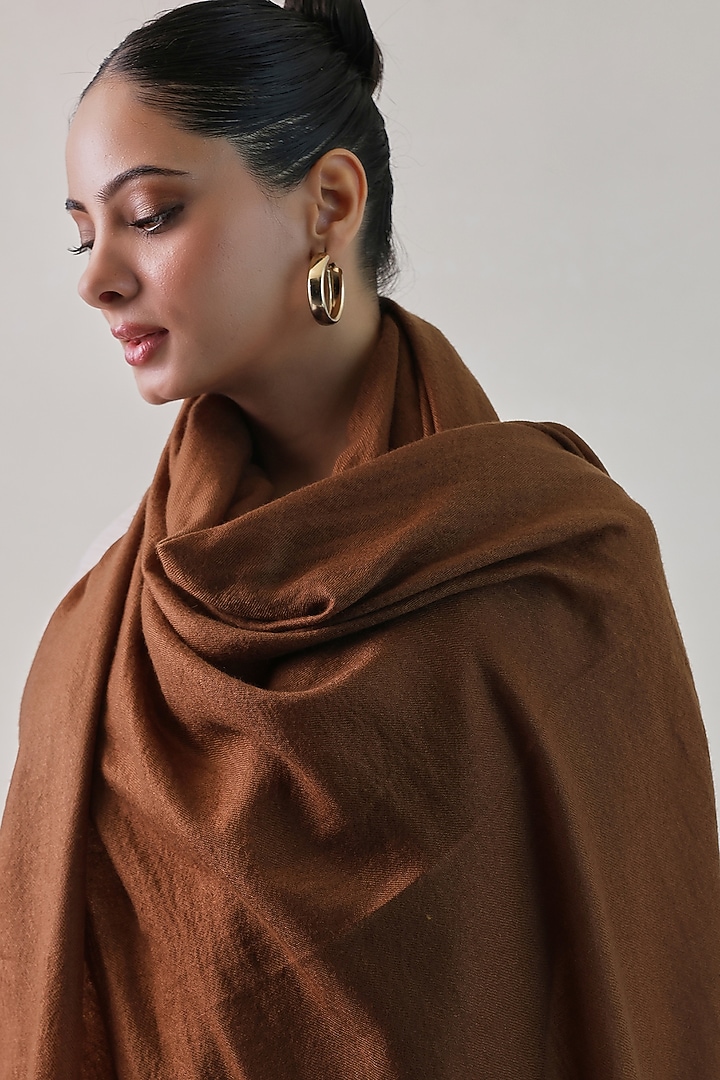 Brown Cashmere Shawl by Shaza at Pernia's Pop Up Shop