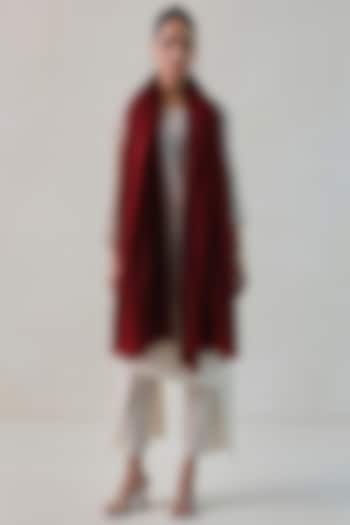 Maroon Cashmere Shawl by Shaza at Pernia's Pop Up Shop