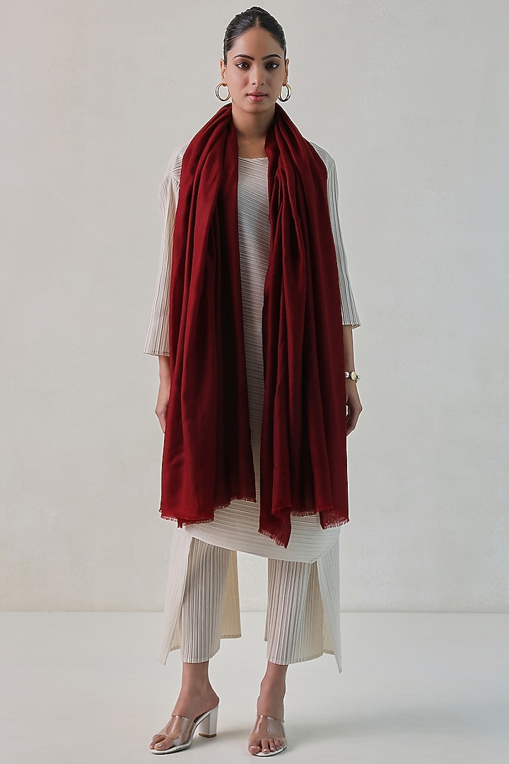 Maroon Cashmere Shawl by Shaza at Pernia's Pop Up Shop
