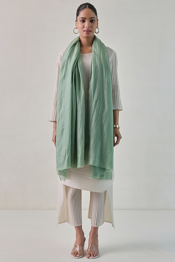 Sage Green Cashmere Shawl by Shaza at Pernia's Pop Up Shop