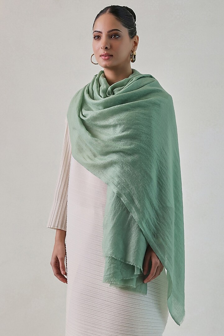 Sage Green Cashmere Shawl by Shaza at Pernia's Pop Up Shop