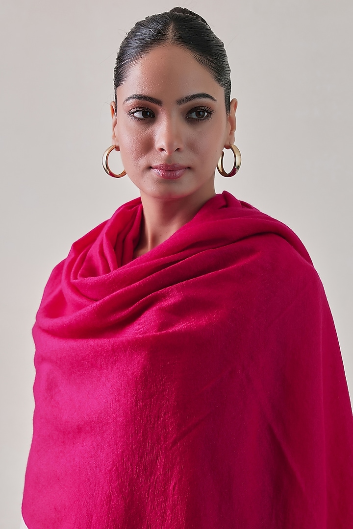 Hot Pink Cashmere Shawl by Shaza at Pernia's Pop Up Shop