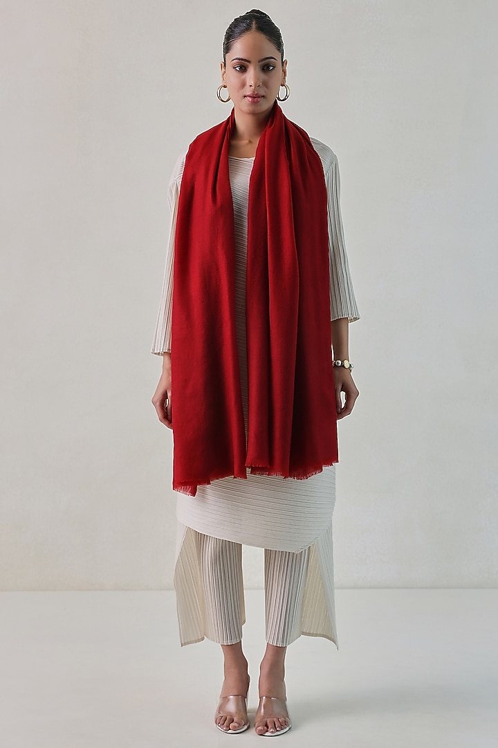 Red Cashmere Shawl by Shaza at Pernia's Pop Up Shop