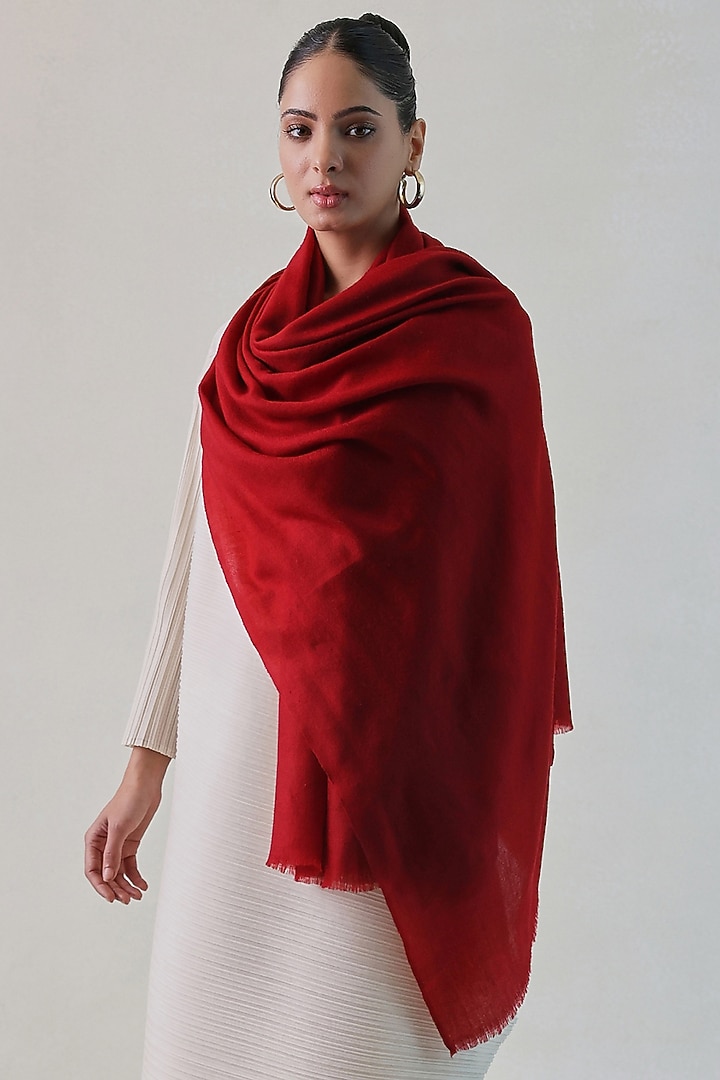 Red Cashmere Shawl by Shaza at Pernia's Pop Up Shop