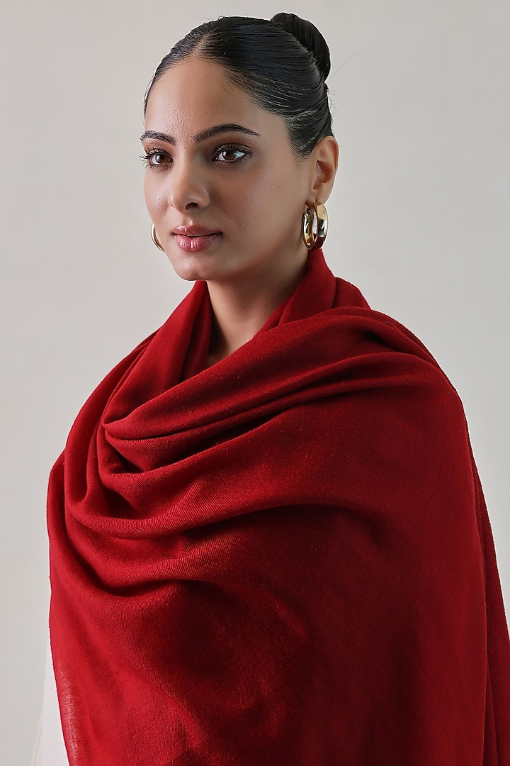 Red Cashmere Shawl by Shaza at Pernia's Pop Up Shop