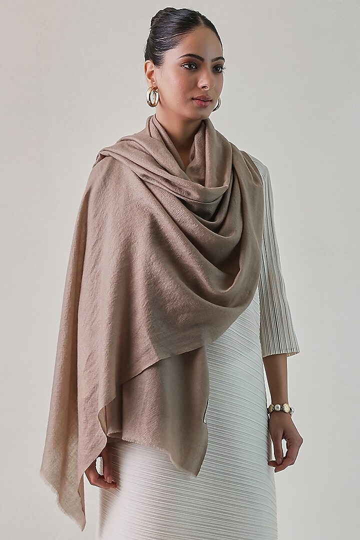 Walnut Brown Cashmere Shawl by Shaza at Pernia's Pop Up Shop