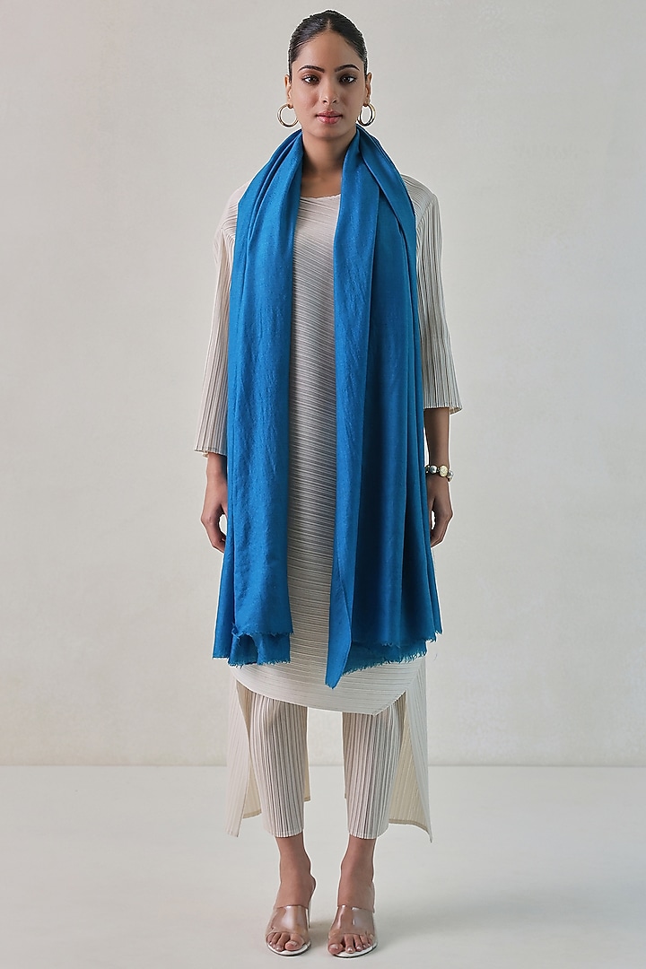 Blue Cashmere Shawl by Shaza at Pernia's Pop Up Shop