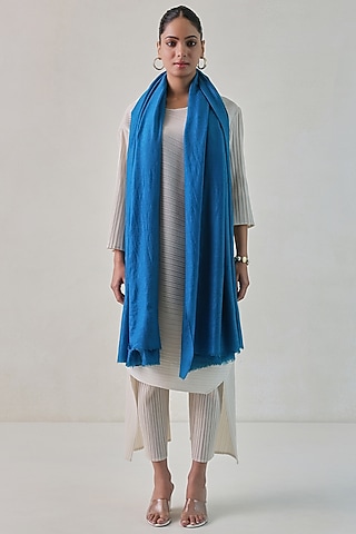 Blue Cashmere Shawl by Shaza