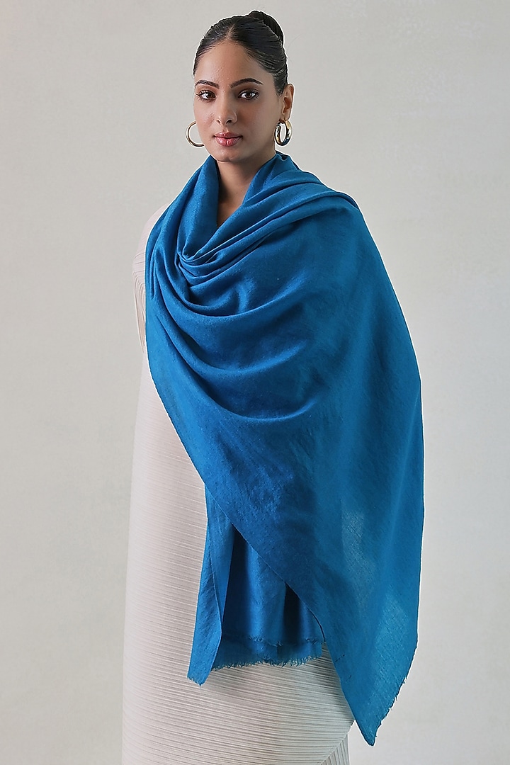 Blue Cashmere Shawl by Shaza at Pernia's Pop Up Shop