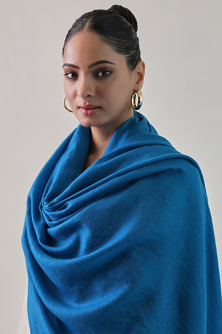Blue Cashmere Shawl by Shaza at Pernia's Pop Up Shop