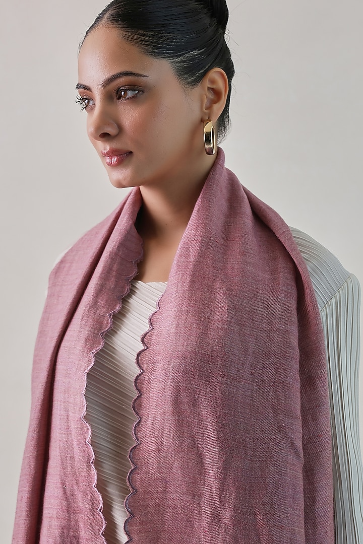 Dusty Rose Pink Chantilly Hand Embellished Stole by Shaza at Pernia's Pop Up Shop